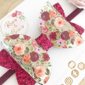 Autumn Fall Flowers Hair Bow Headband or Clip