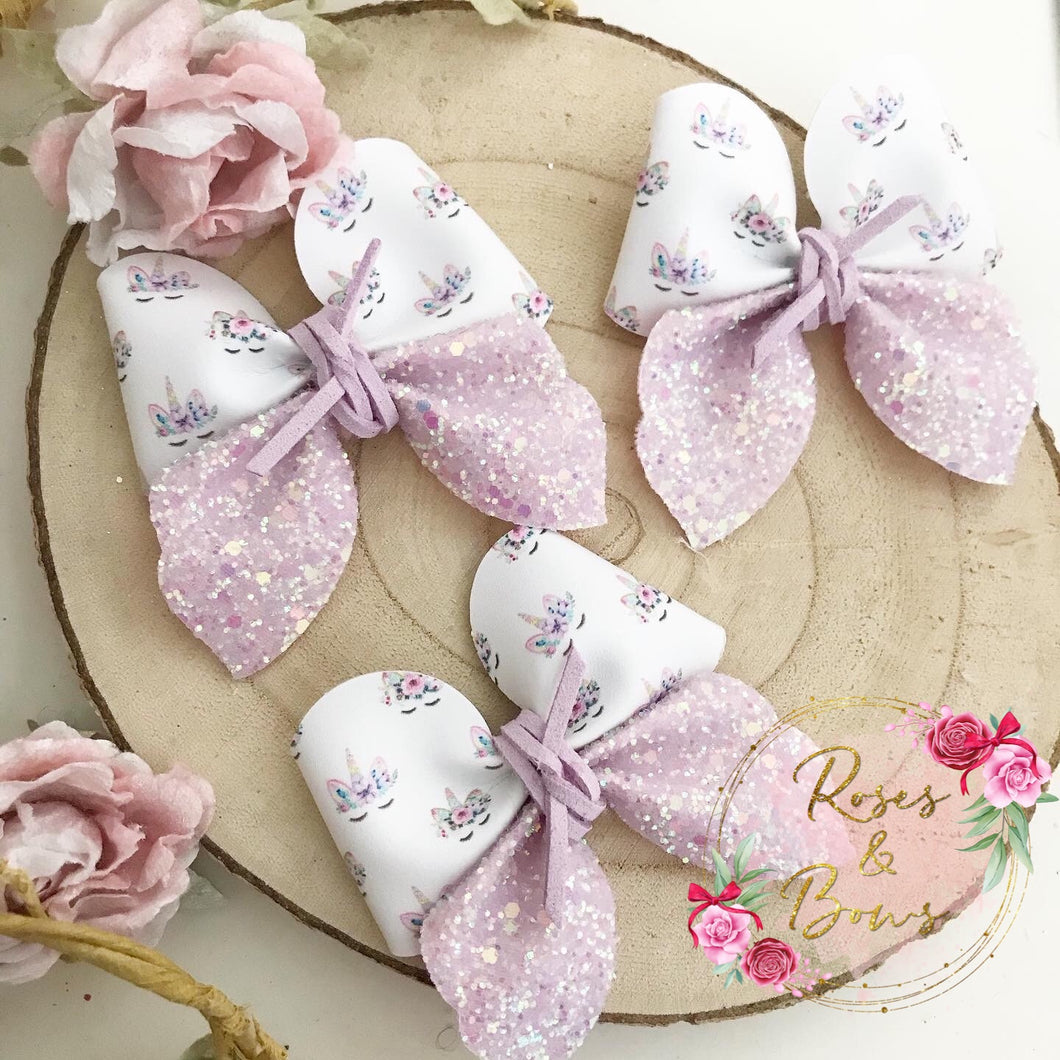 Sleepy Unicorn Hair Bow Headband or Clip