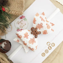 Load image into Gallery viewer, Christmas Gingerbread Glitter Hair Bow Headband or Clip
