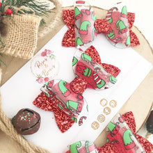 Load image into Gallery viewer, Elf transparent Glitter Bow Headband or Clip
