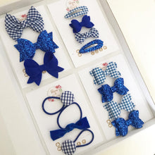 Load image into Gallery viewer, Royal Blue School Hair Accessory Set - School Hair Bows, Fringe Clips or Bobbles
