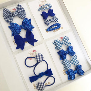 Royal Blue School Hair Accessory Set - School Hair Bows, Fringe Clips or Bobbles