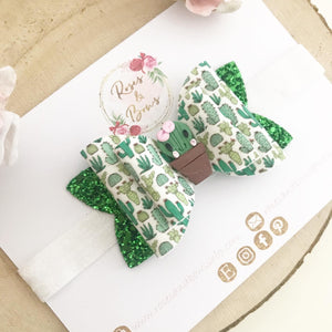 Cactus Hair Bow Headband or clip