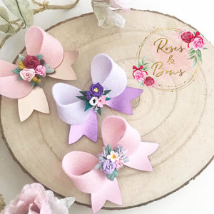 Floral Hair Bow Headband or Clip