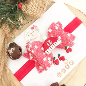 Christmas Hat and Mittens Hair Bow Headband or Clip