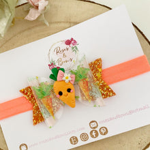 Load image into Gallery viewer, Transparent and Glitter Carrot Hair Bow Headband or Clip
