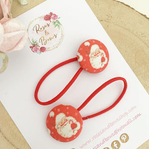 Christmas Santa Father Christmas Bobble Hair Ties Set of 2