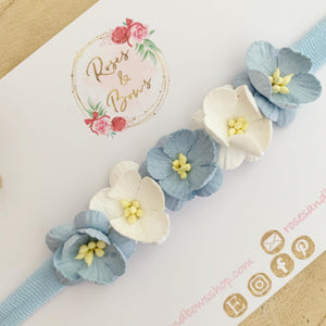 Blue cherry blossom nylon headband