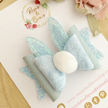Load image into Gallery viewer, Blue Bunny Ears Easter Hair Bow Headband or Clip
