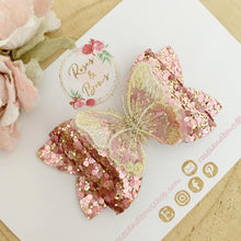 Load image into Gallery viewer, Pink and Gold Butterfly Hair Bow Headband or Clip
