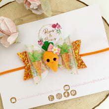 Load image into Gallery viewer, Transparent and Glitter Carrot Hair Bow Headband or Clip

