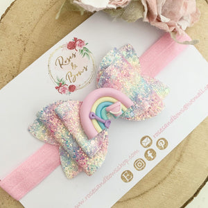 Seaside Rainbow Hair Bow Headband or Clip