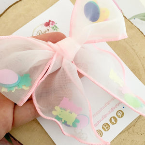 Easter Sequin Shaker Organza Hair Bow Headband or Clip