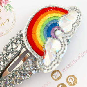 Silver rainbow large snap clip