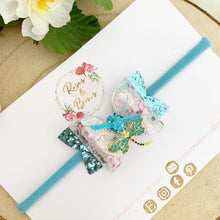 Load image into Gallery viewer, Dragonfly Transparent and Glitter Hair Bow Headband or Clip
