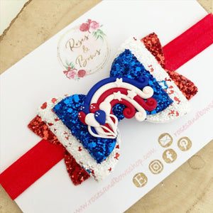 July 4th Independence Day Hair Bow Headband or Clip