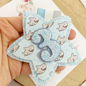 Shark Birthday Badge - Birthday Glitter Badge