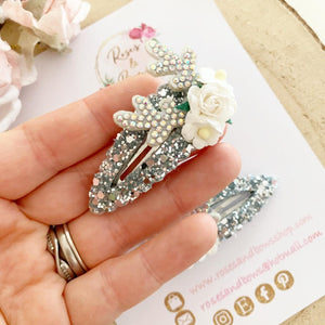 Dainty Silver Reindeer Snap Clip