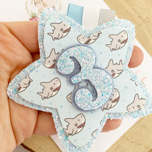 Shark Birthday Badge - Birthday Glitter Badge