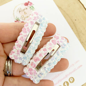 Rainbow leopard snap clips set