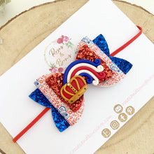 Load image into Gallery viewer, King’s Coronation Hair Bow Headband or Clip
