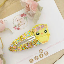 Load image into Gallery viewer, Easter Chick Glitter and Felt large snap clip
