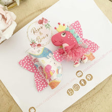 Load image into Gallery viewer, Dancing dinosaur transparent Glitter Hair Bow Headband or Clip
