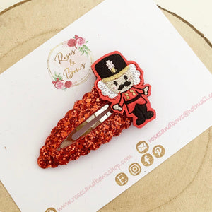 Christmas nutcracker glitter large snap clip