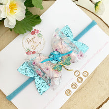 Load image into Gallery viewer, Dragonfly Transparent and Glitter Hair Bow Headband or Clip
