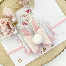 Load image into Gallery viewer, Easter Bunny Cotton Tail and Bunny Ears Hair Bow Headband or clip
