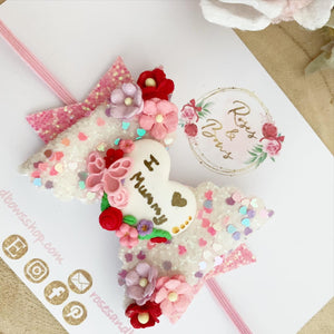 I Love Mummy Mother’s Day Hair Bow Headband or Clip