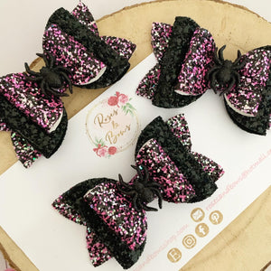 Spider Halloween Glitter Bow Headband or Clip