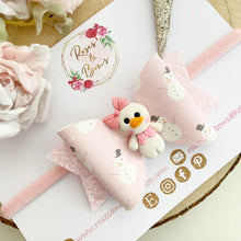 Load image into Gallery viewer, Pink Snowman Hair Bow Clip or Headband
