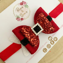 Load image into Gallery viewer, Red Santa Claus Buckle Hair Bow Headband or Clip
