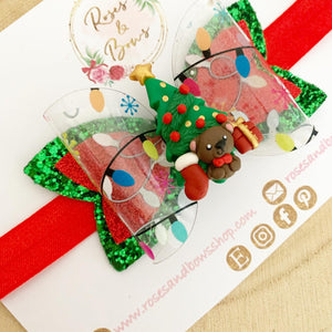 Christmas Tree Hair Bow Headband or Clip