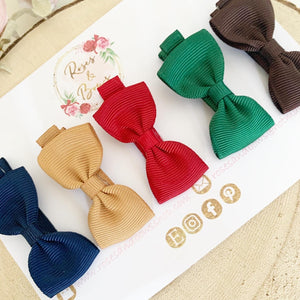 Autumn colours ribbon Small Hair Bow Clip Set