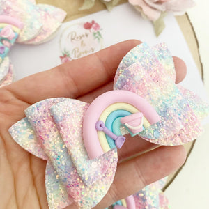 Seaside Rainbow Hair Bow Headband or Clip