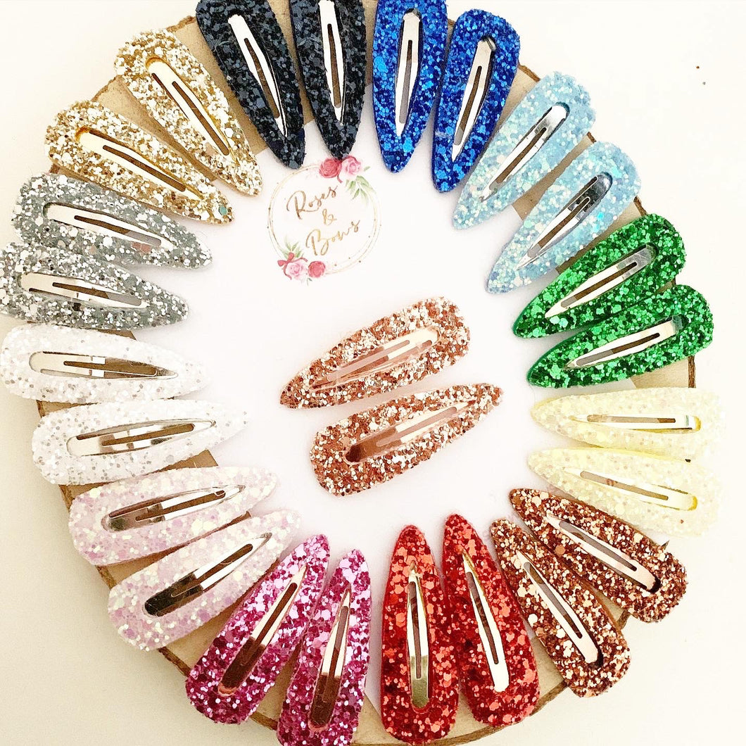 Glitter Snap Clip Pair - Glitter Clips Set of 2