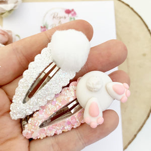 Easter bunny scalloped snap clip set