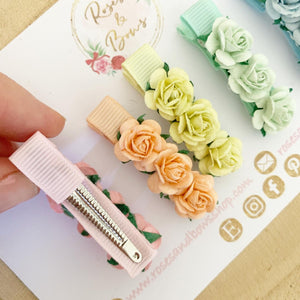 Pastel Rose Clips or Clip Set