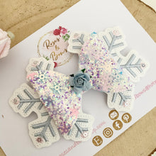 Load image into Gallery viewer, Blue Snowflake Hair Bow Clip or Headband
