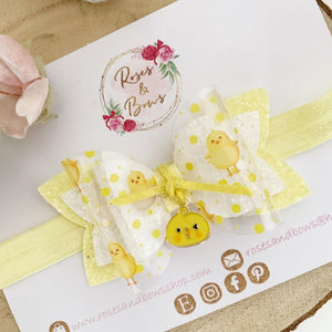 Easter Chick Transparent Charm Hair Bow Headband or Clip