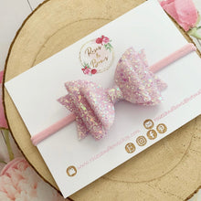 Load image into Gallery viewer, Light Pink Glitter Hair Bow - Pink Glitter Hair Bow Hair Clip or Headband
