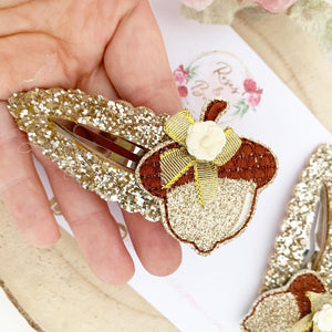 Acorn glitter large snap clip