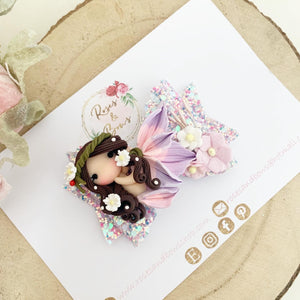 Mermaid Hair Bow Headband or Clip