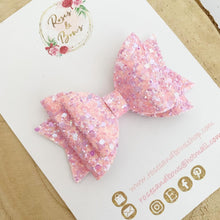 Load image into Gallery viewer, Pink and Purple Glitter Hair Bow Headband or Clip
