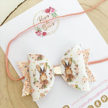 Load image into Gallery viewer, Easter Bunny Glitter Hair Bow Headband or Clip
