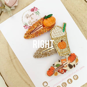 Pumpkin spice scalloped snap clip set