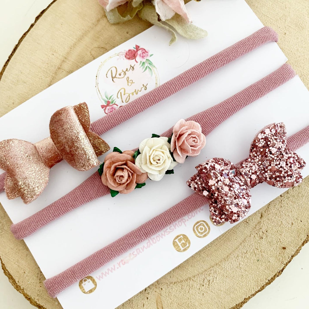 Dusky pink headband set