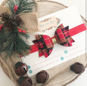 Tartan Hair Bow Headband or Clip